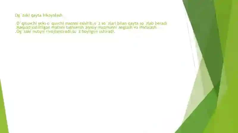 Bog'lashli nutq, og'zaki qayta hikoyalash va yozma bayon 4