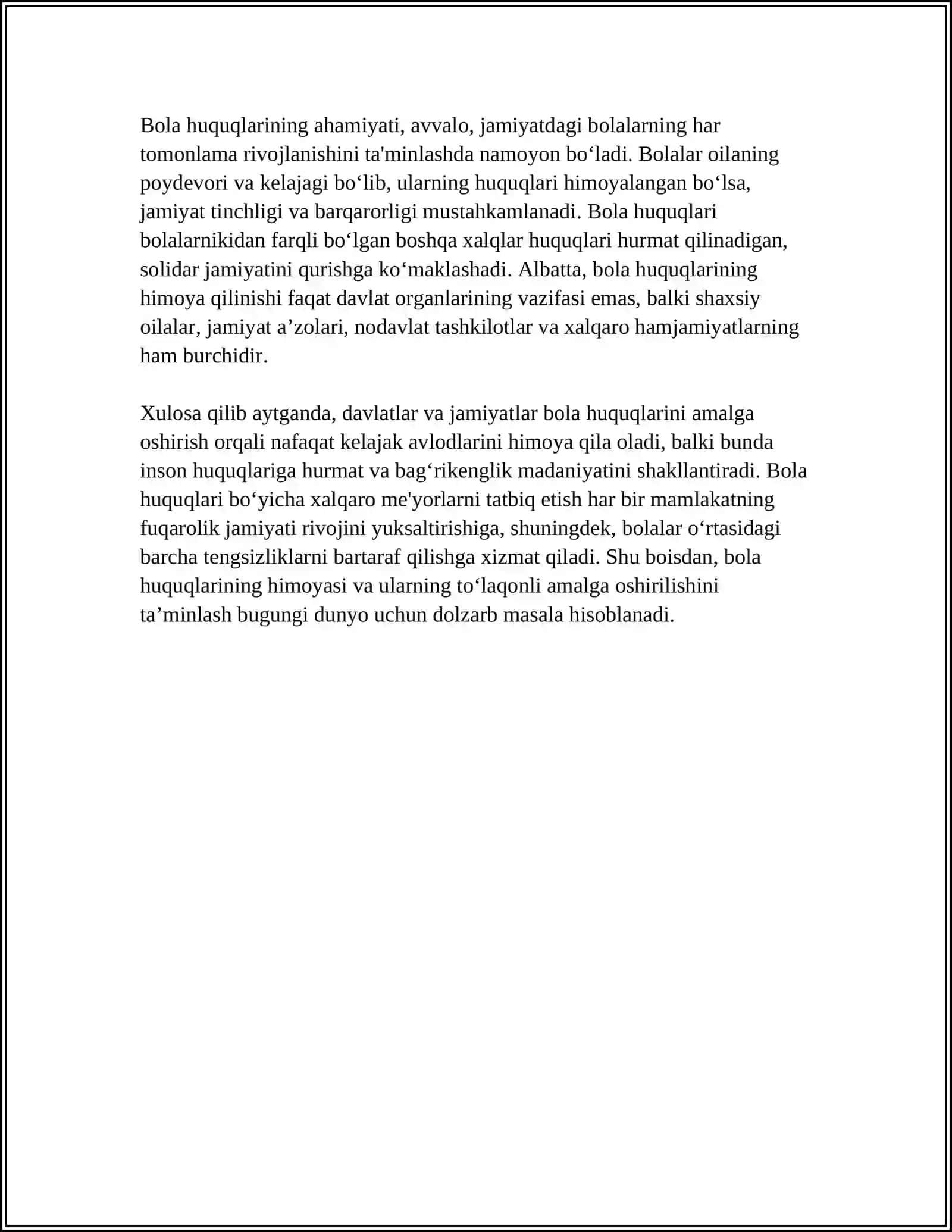 Bola huquqlari tushunchasi, tizimi va ahmiyati 4