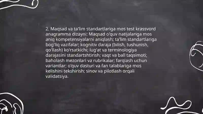 Test krassvord anagramma tayyorlash asoslari 4