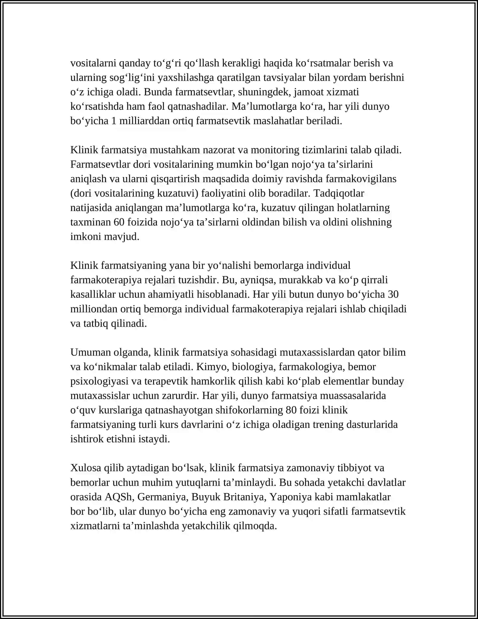 KLINIK FARMATSIYA FANI.UMUMIY PRINSIPLARI,DORILARNING ORGANIZMGA KIRITISH YO'LLARI VA SO'RILISHI. ULARNING OQSILLAR BILAN BOG'LANISHI VA ORGANIZMDA TARQALISHI 4