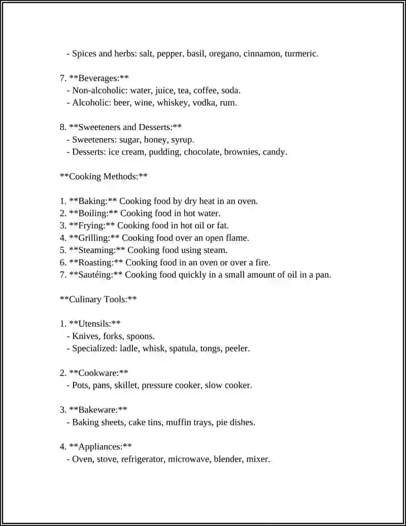Food Vocabulary in English 4
