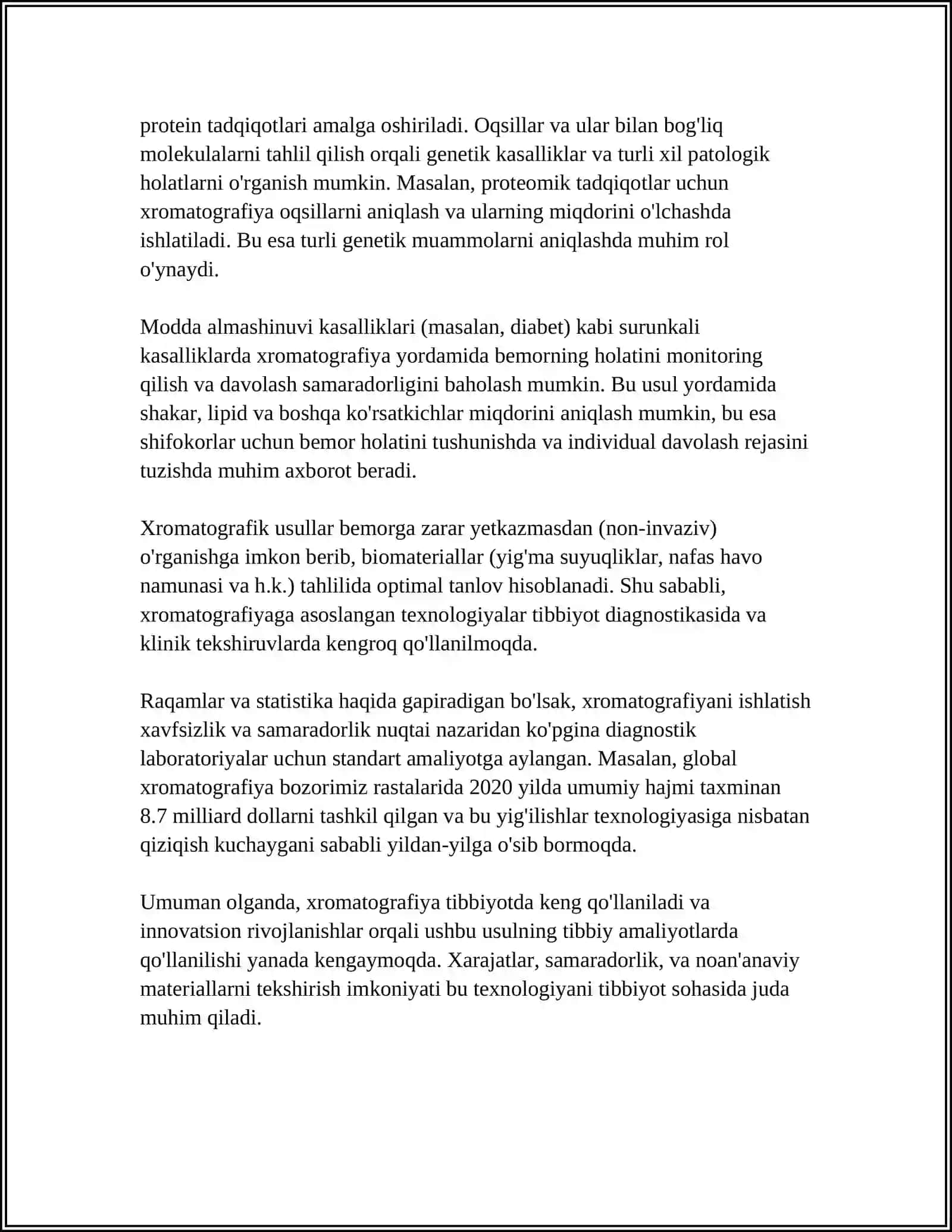 XROMOTOGRAFIYANING TIBBIY IZLANISHLARDAGI IMKONIYATLARI 4