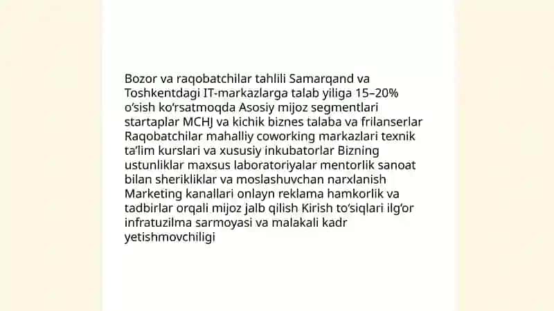 IT markaz uchun biznes-reja tuzilishi 4