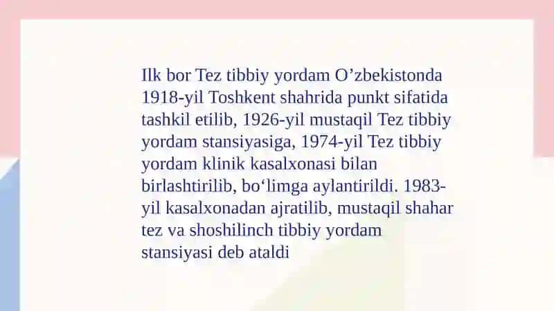 Tez tibbiy yordam va uning strukturasi haqida tushuncha 4