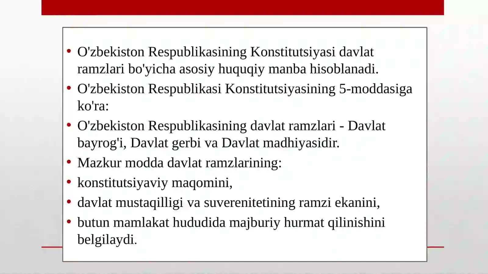 O’zbekiston Respublikasi Davlat Ramzlari 4