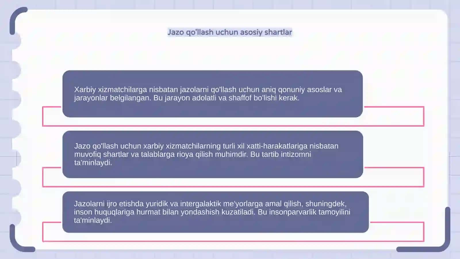 Xarbiy xizmatchilarga nisbatan jazolarni ijro etish tartibi va shartlari 4