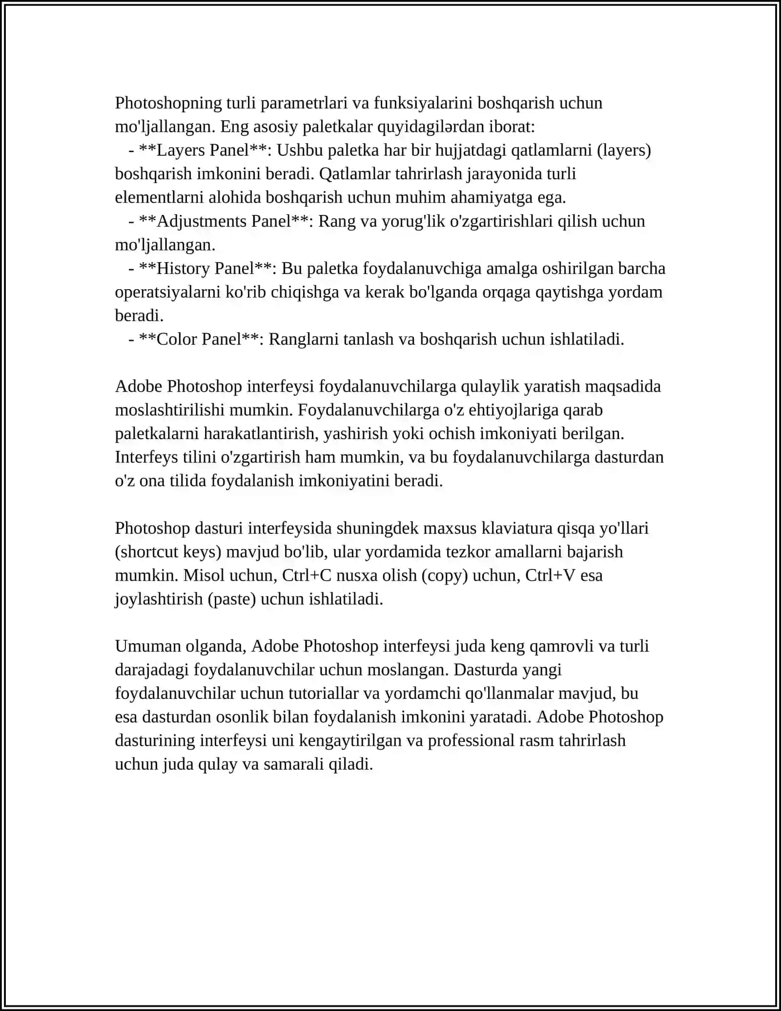 ADOBE PHOTOSHOP DASTURINING ASOSIY TUSHUNCHALARI 4