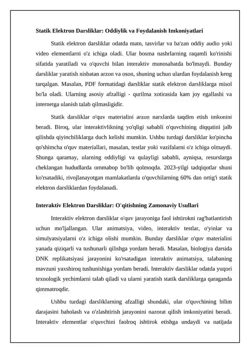 Elektron darsliklar turlari: Ta'riflar va xususiyatlar 4