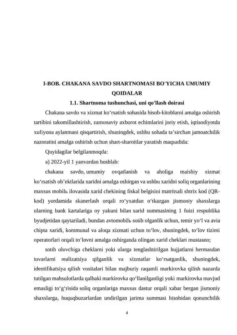 Oldi sotdi shartnomasi va chakana oldi sotdi shartnomasi 4