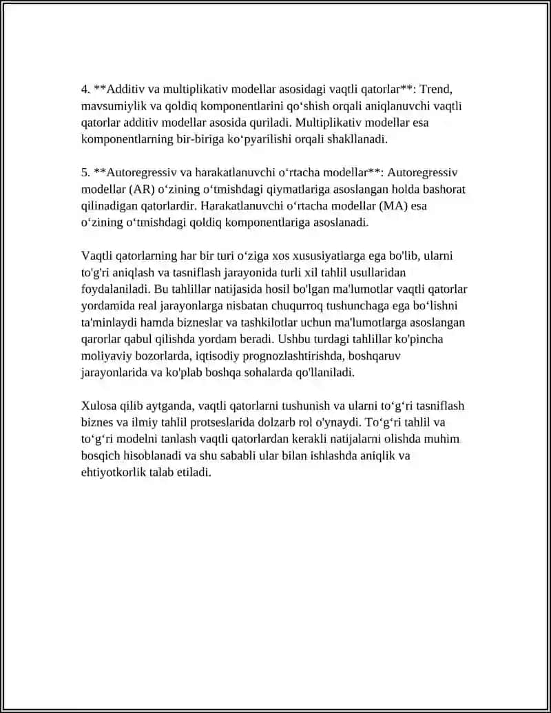 KOMPYUTERDA VAQTLI QATORLARNI TAHLIL QILISH 4