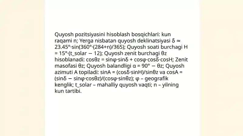 QUYOSH ENERGETIKASI RESURSLARINI HISOBLAS USULLARI 4