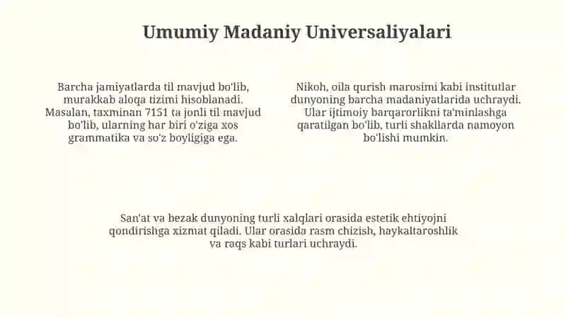 Madaniyat: Ta'rif va Elementlar 4