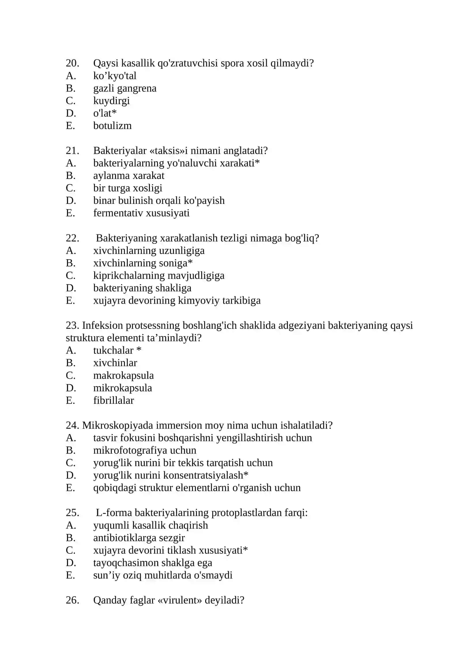 patanatomiya yakuniy testlar 4