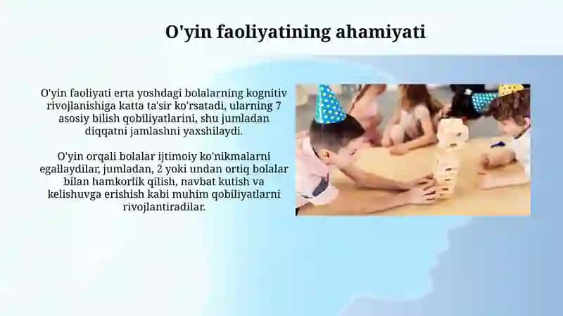 O'yin faoliyatlarini tashkil etishning nazariy asoslari 4
