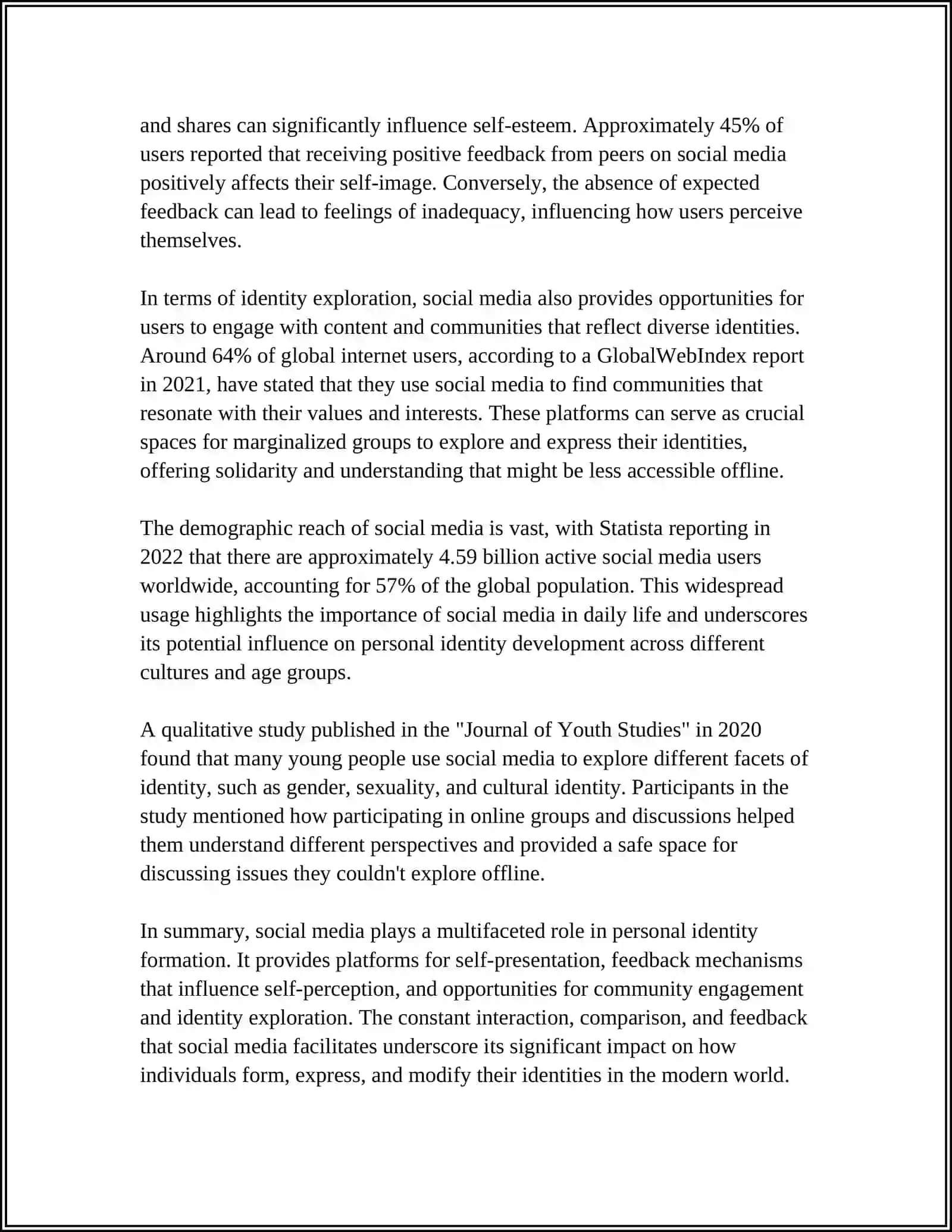 THE ROLE OF SOCIAL NETWORKS IN SHAPING IDENTITY: HOW ONLINE PLATFORMS AFFECT PERSONAL AND SOCIAL IDENTITY 4