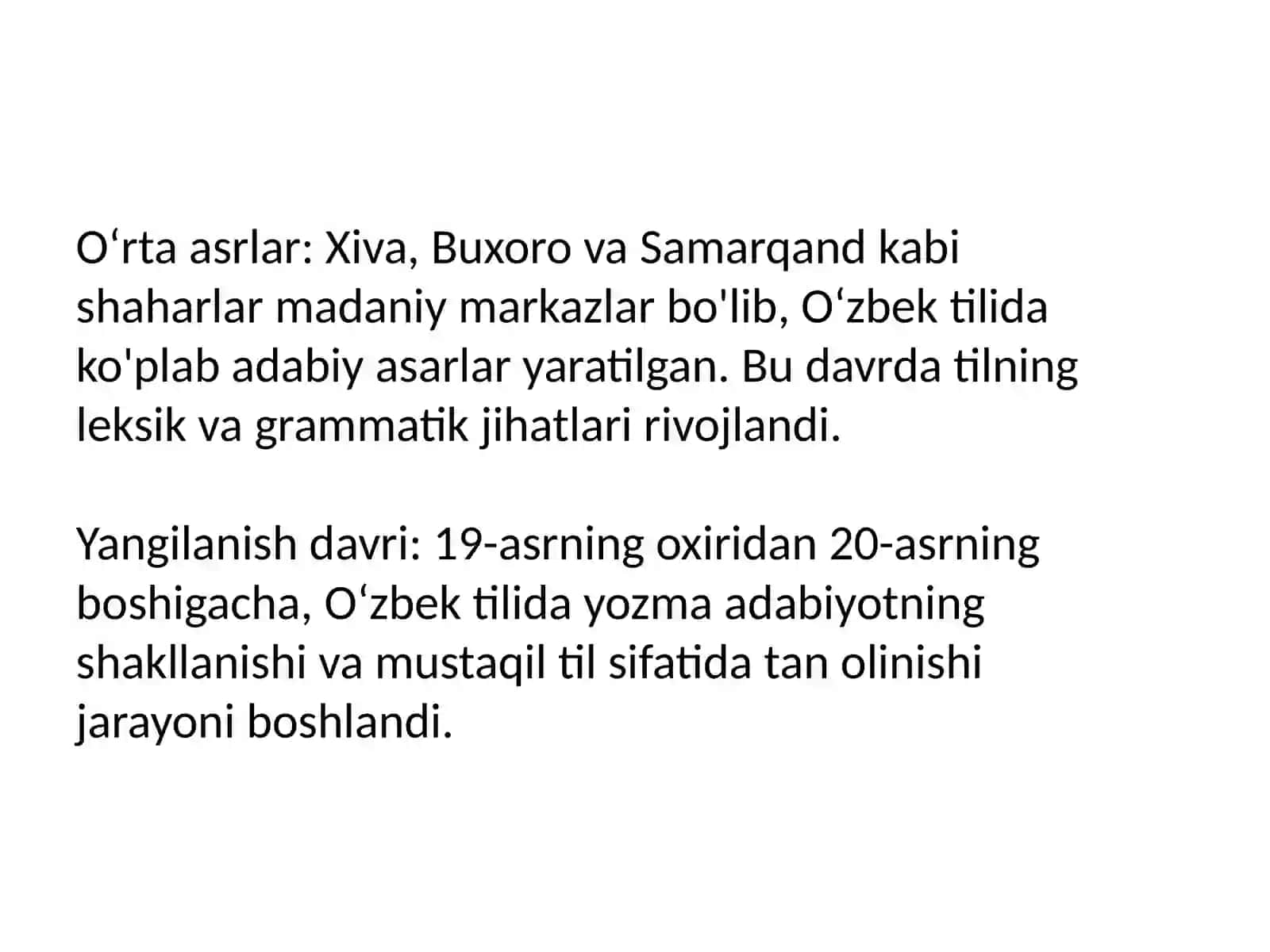 Oʻzbek tilining taraqqiyot bosqichlari 4