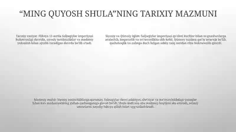 "Ming Quyosh Shulasi" Asari 4