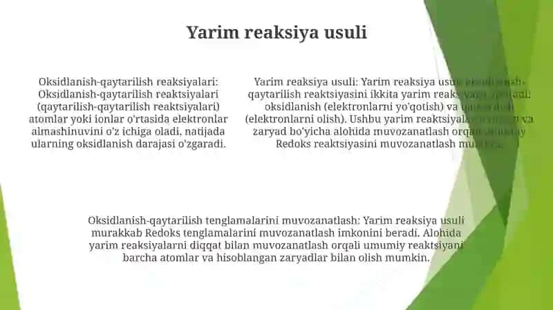 Oksidlanish -Qaytarilish Reaksiyalari 4