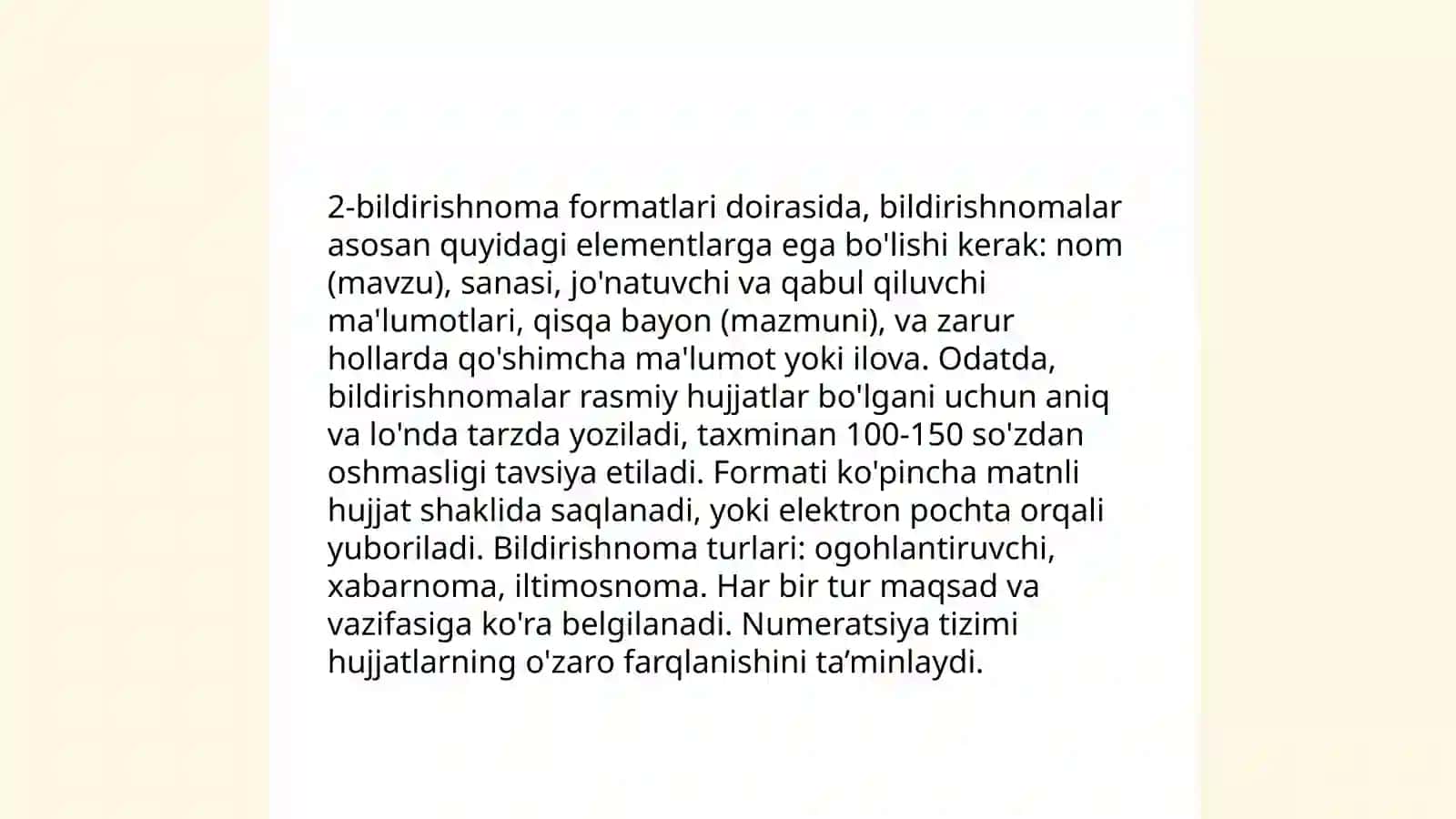 Nutqning uslubiy shakllari (Ariza, Bildirishnoma, Tushuntirish xati) 4