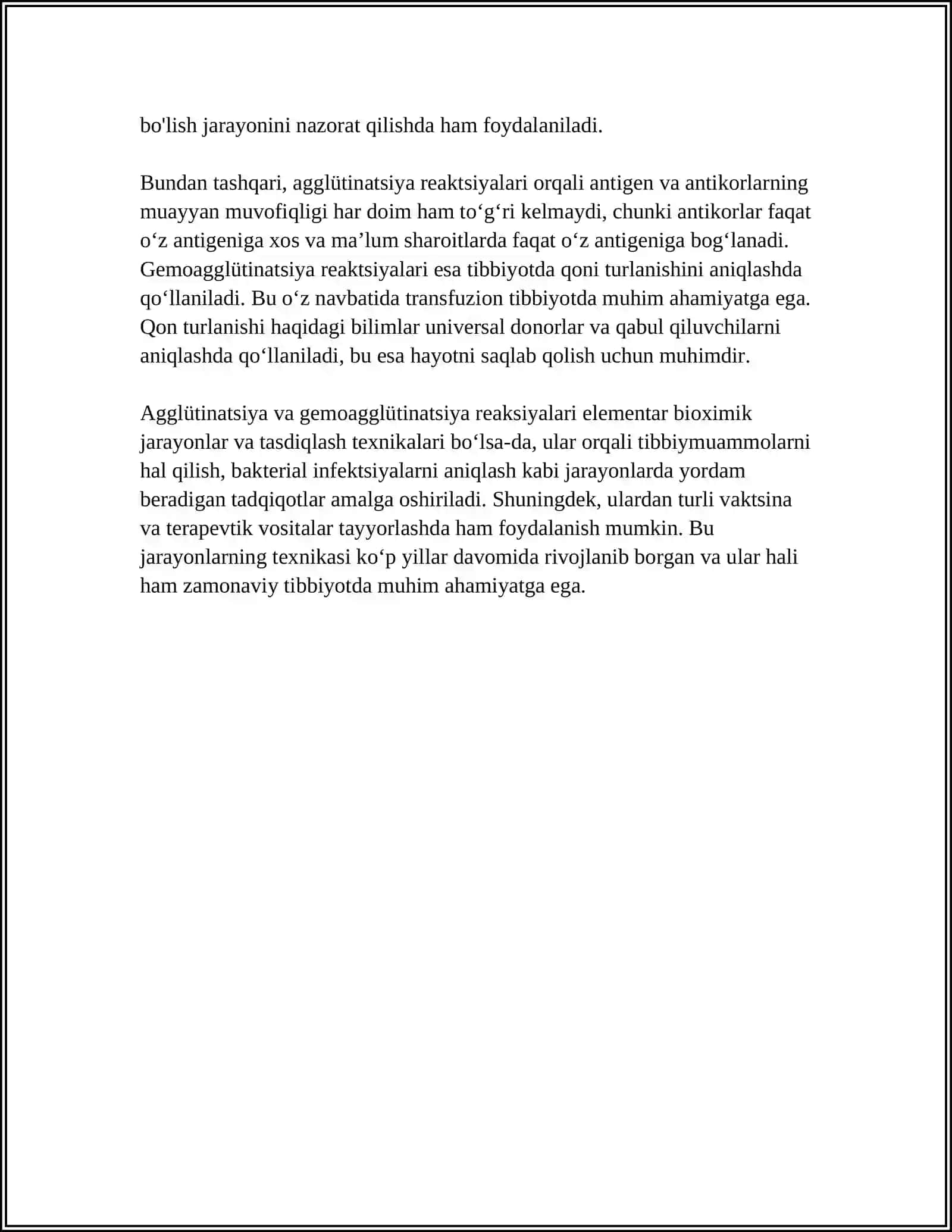 AGGLUTINATSIYA VA GIMOAGGLUTINATSIYA REAKSIYALARINING YUQUMLI KASALLIKLAR DIOGNASTIKASIDA QO’LLANILISHI VA QO’YISH TEXNIKASI 4
