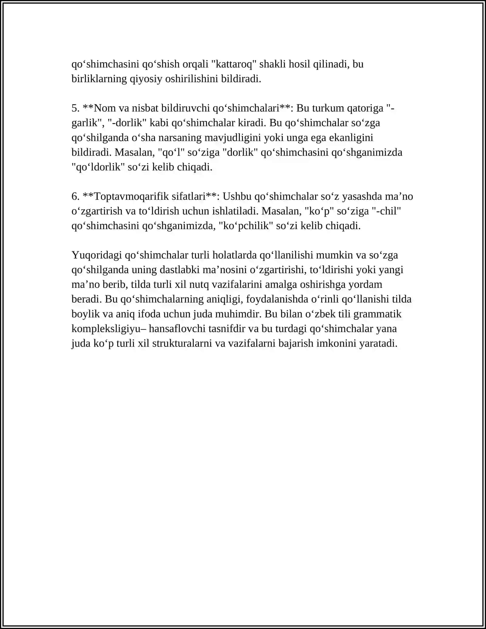 UCHINCHI GURUHDA TURLANUVCHI MASCULINUM RODIGA OID OTLARNING YASALISHIDA QO'LLANILADIGAN SO'Z YASOVCHI QO'SHIMCHALAR 4