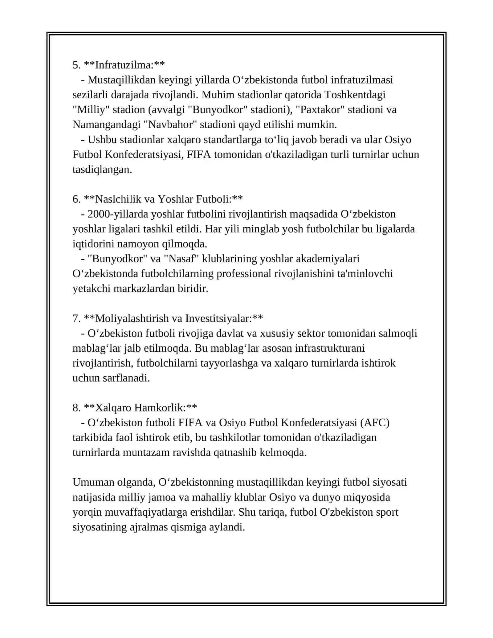 OʻZBEKISTON RESPUBLIKASI MUSTAQILLIK DAVRIDA FUTBOL SPORT TURINING RIVOJLANISHI 4