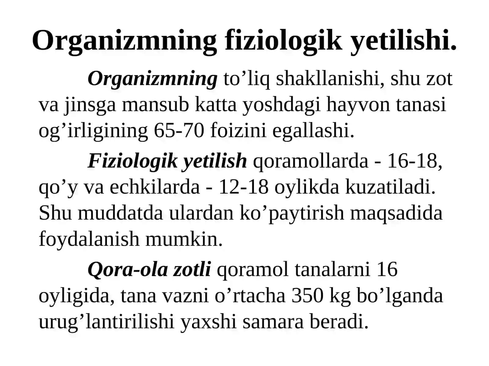 Hayvonlarni urug‘lantirishni tashkillashtirish va texnologiyasi. Urg‘ochi hayvonlarni sun’iy urug‘lantirish. Embrionni transplantatsiyasi 4