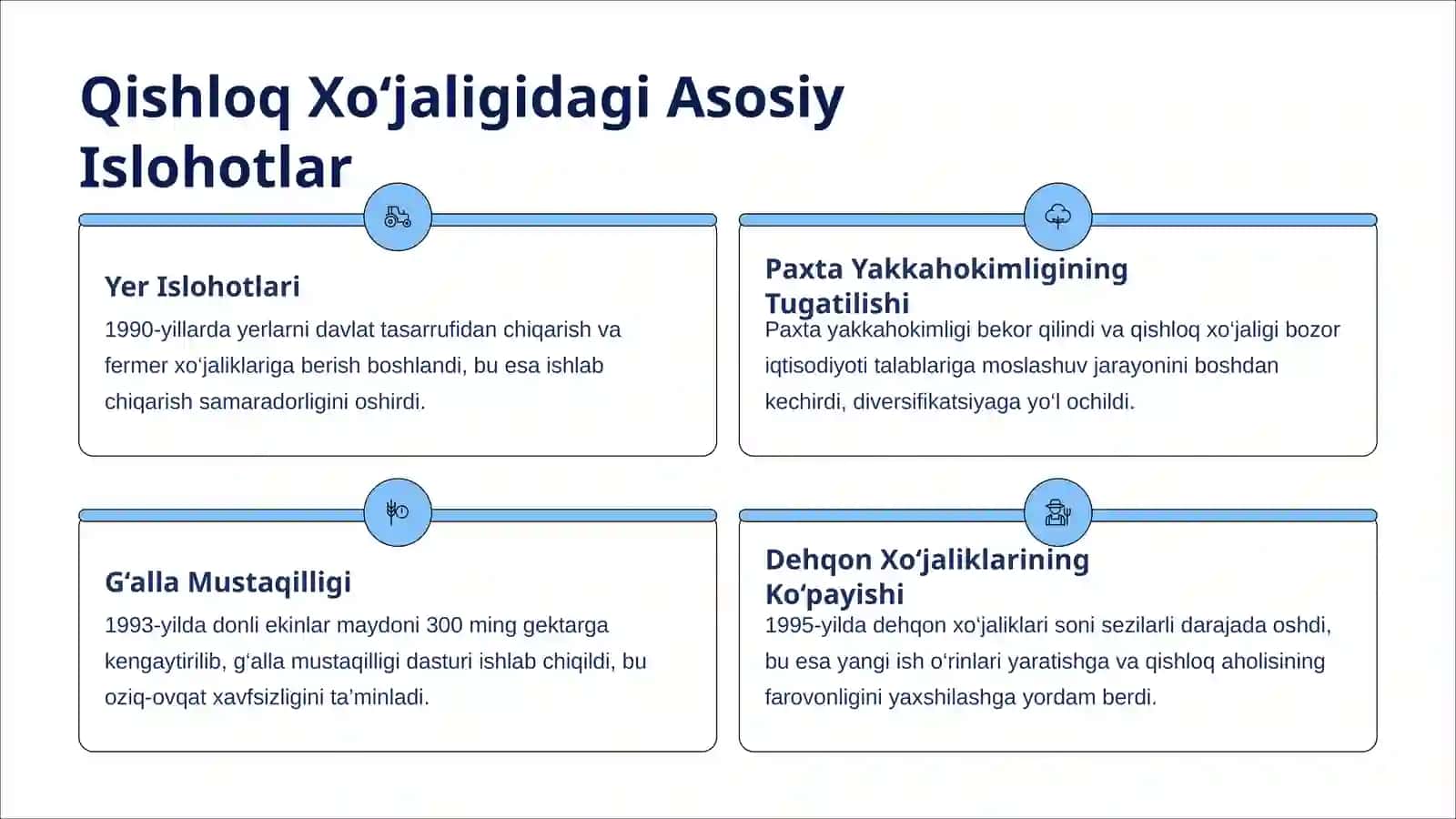 Mustaqillik Yillarida Qishloq Xo‘jaligi va Sanoat Sohasidagi O‘zgarishlar 4