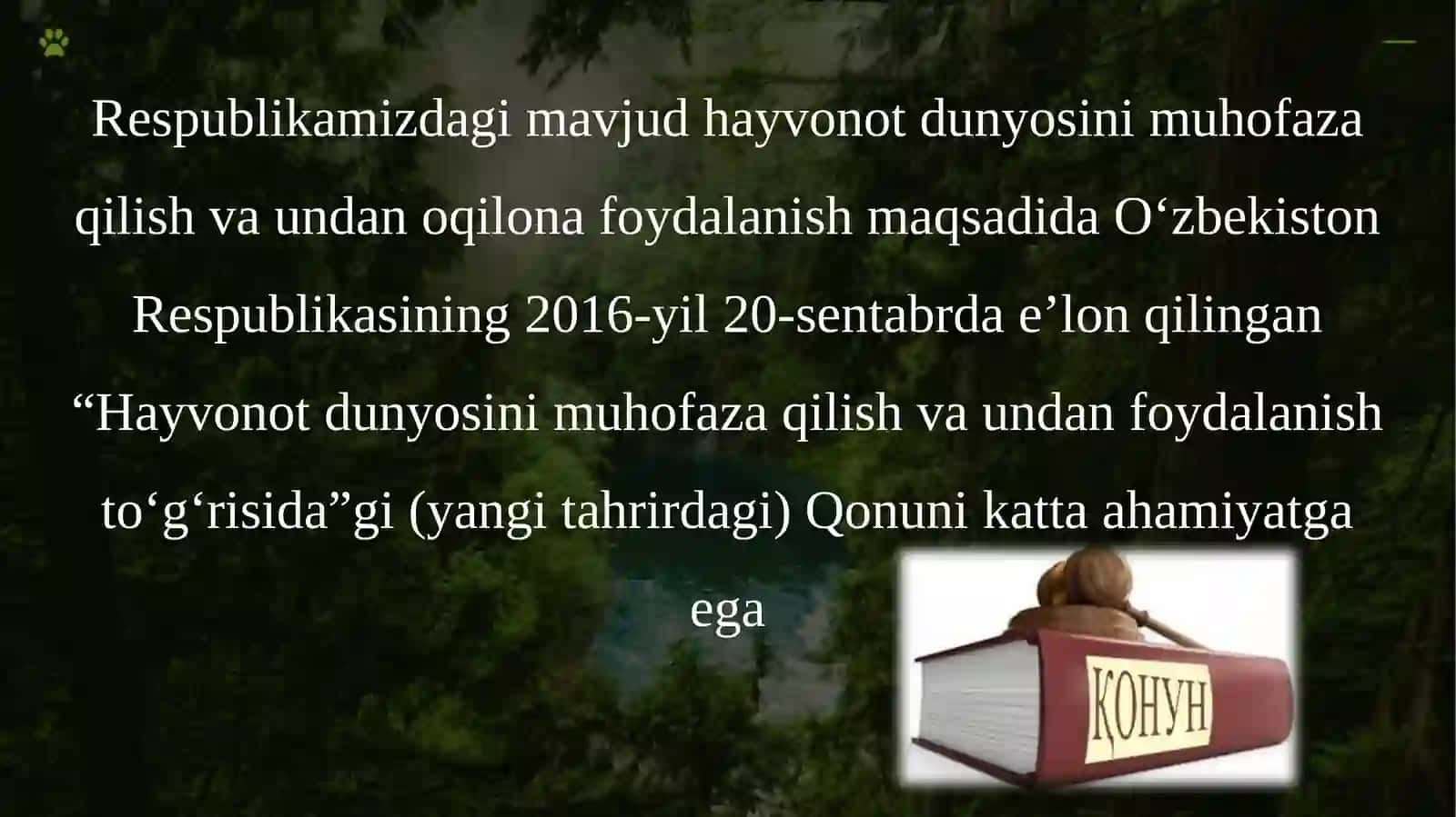 Hayvonot dunyosini muhofaza qilish va undan foydalanish. 4
