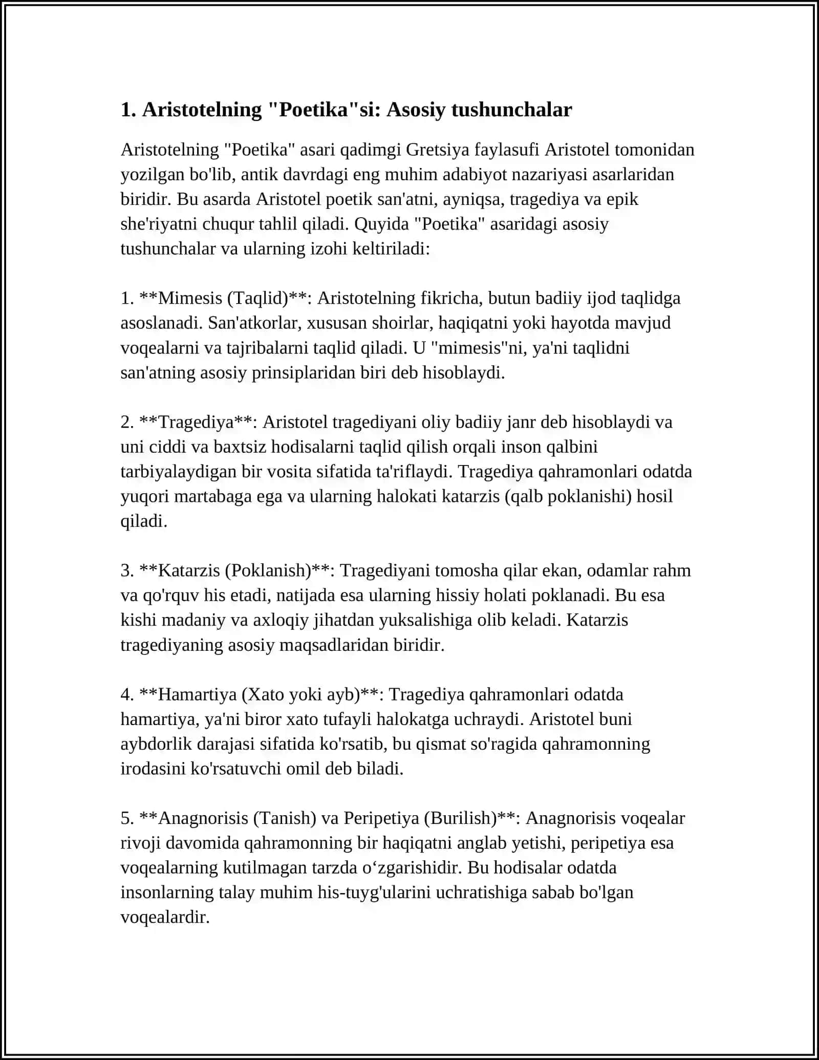 ARISTOTELNING "POETIKA" ASARINI OʻRGANISH 4