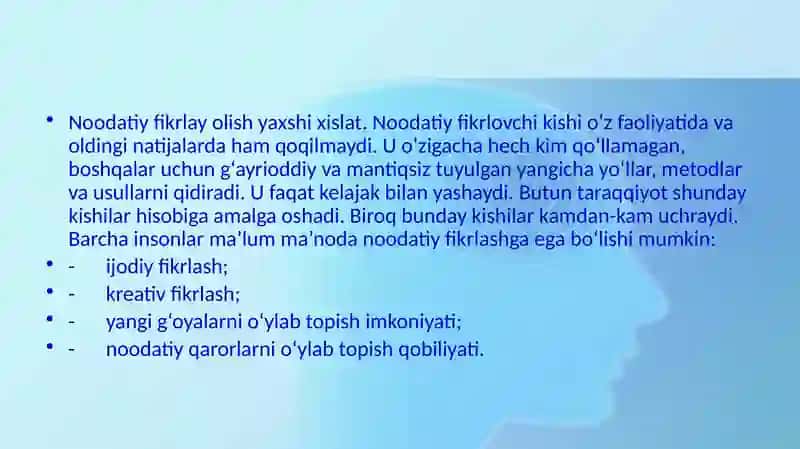 NOODATIY FIKRLASH ASOSLARI (qutichadantashqaridafikrash) 4