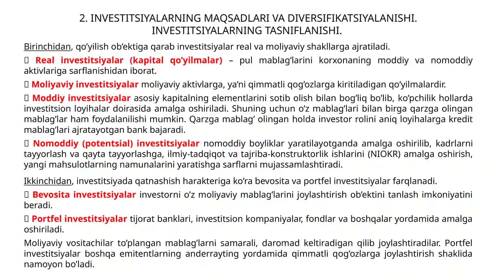 Investitsiyalarning iqtisodiy mazmuni va mohiyati 4