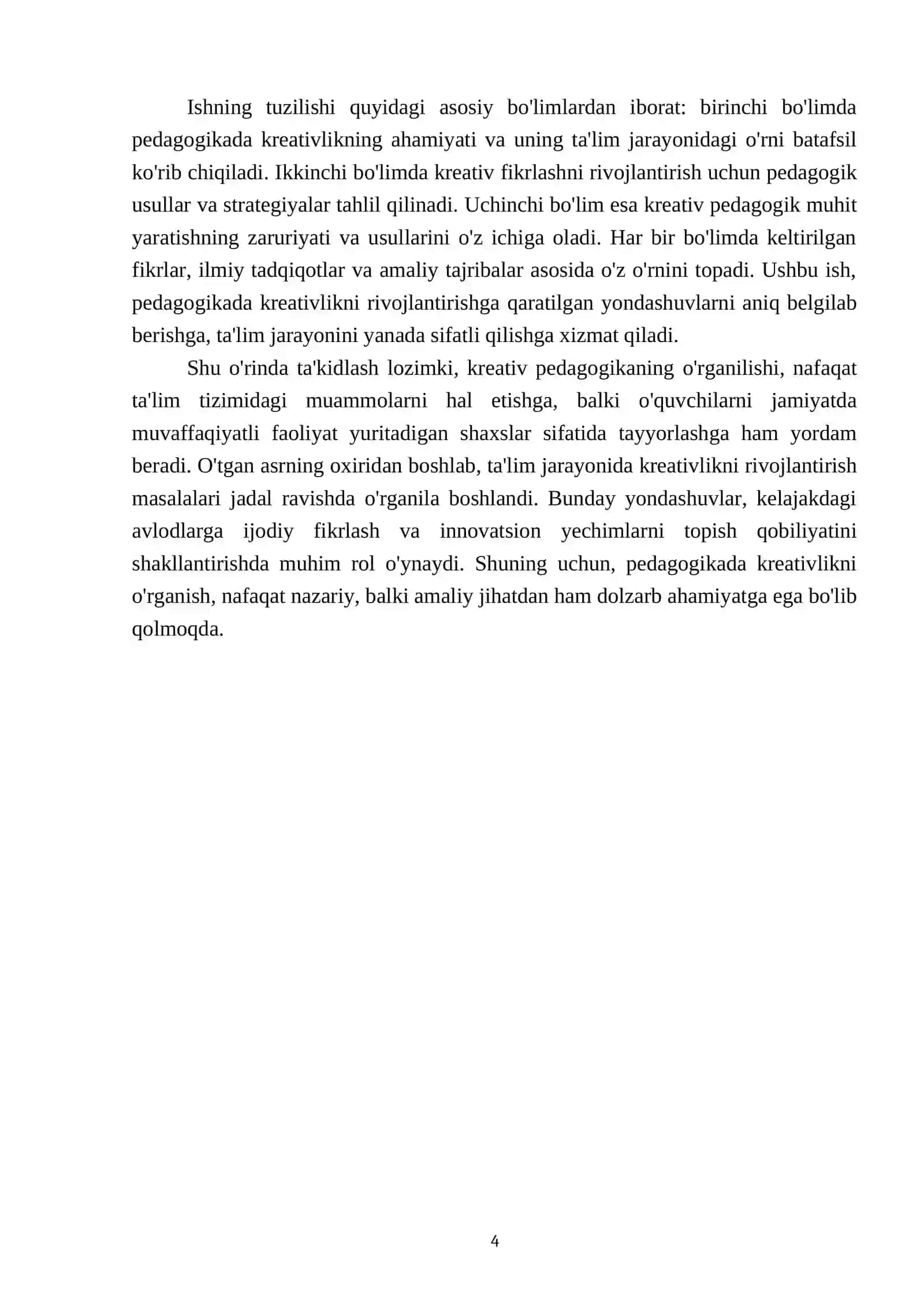 Pedagogika maxorat krativning moxiyati 4