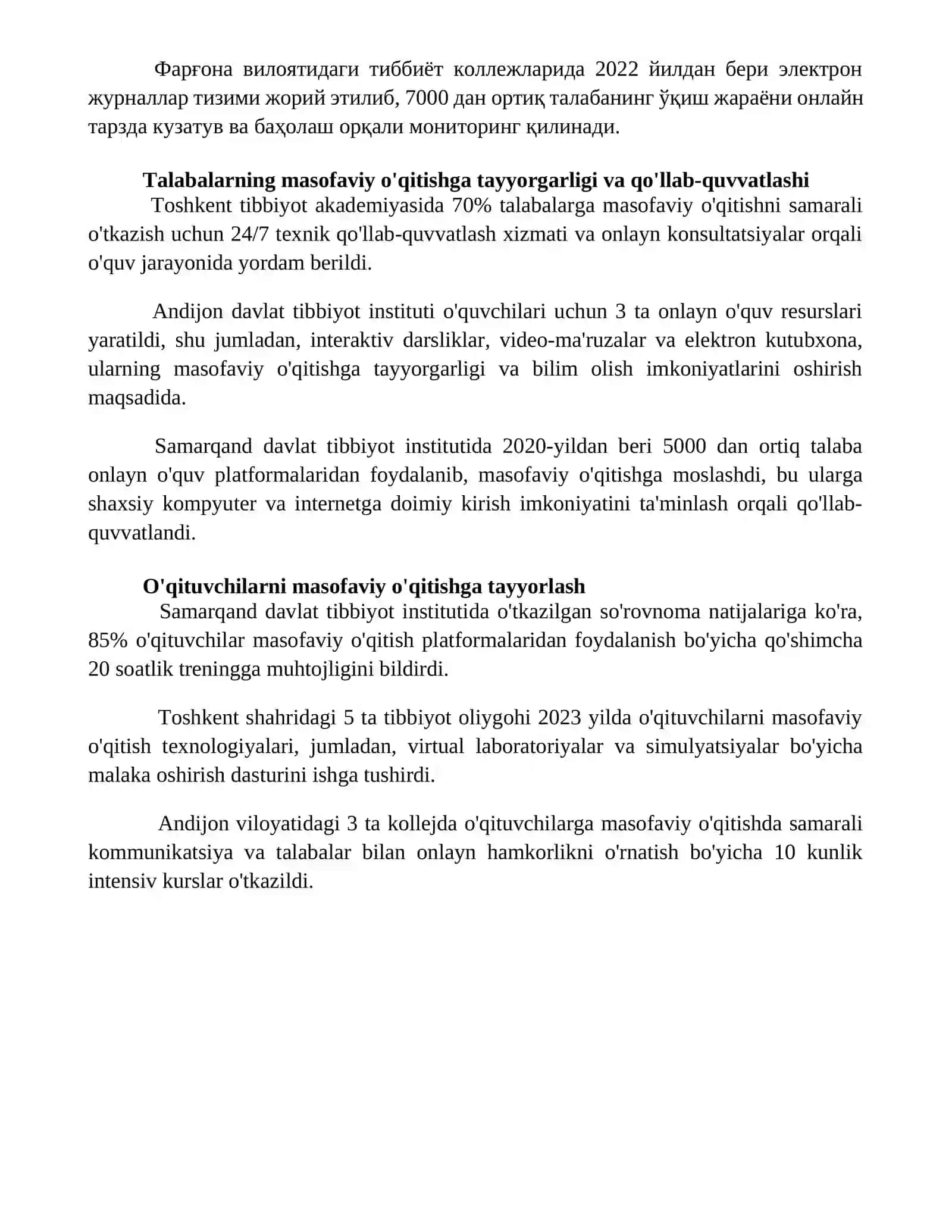 Tibbiy ta’lim muassasalarida masofaviy shaklni tashkil etish 4