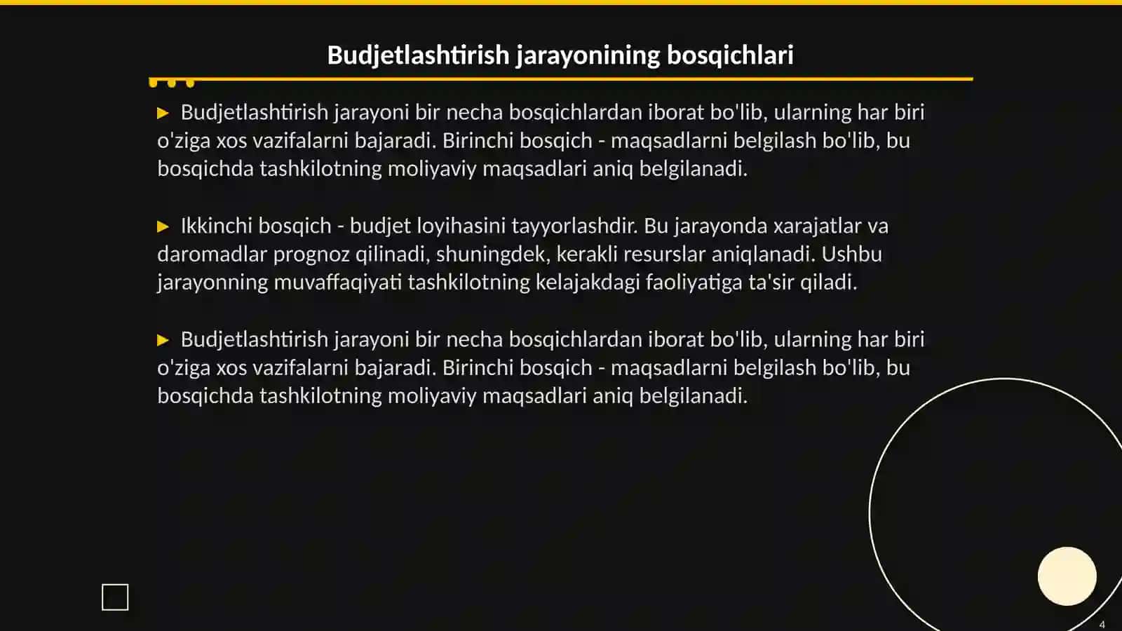 Budjetlashtirish tushunchasi va vazifalari 4