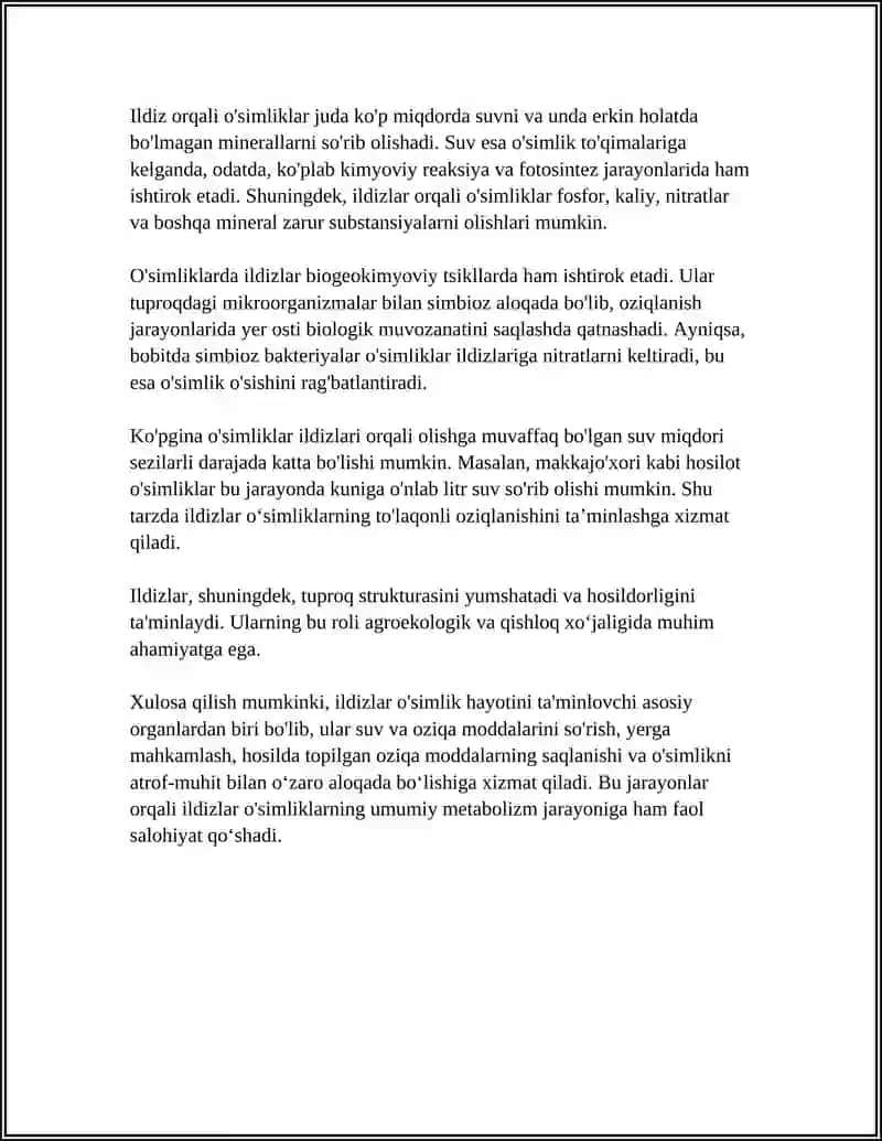 OʻSIMLIKLARNI ILDIZI ORQALI OZIQLANISHI VA AHAMYATI 4