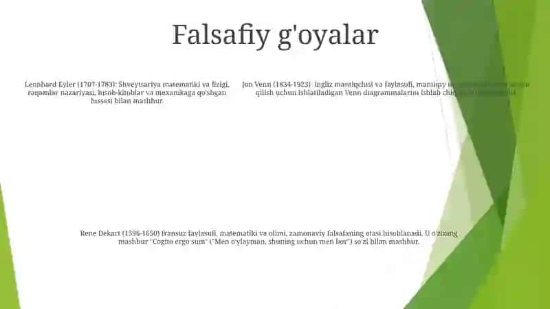 L.Yeyler. J Venn. R.Dekart Hayoti Va Ilmiy Faoliyadini OʻRganish 4