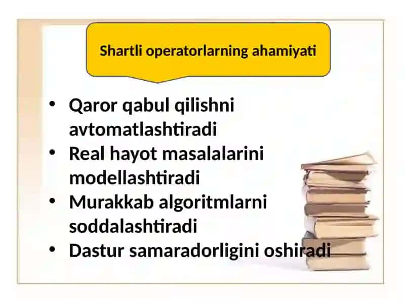 Dasturlashda shartli operatorlar bilan dastur tuzish 4