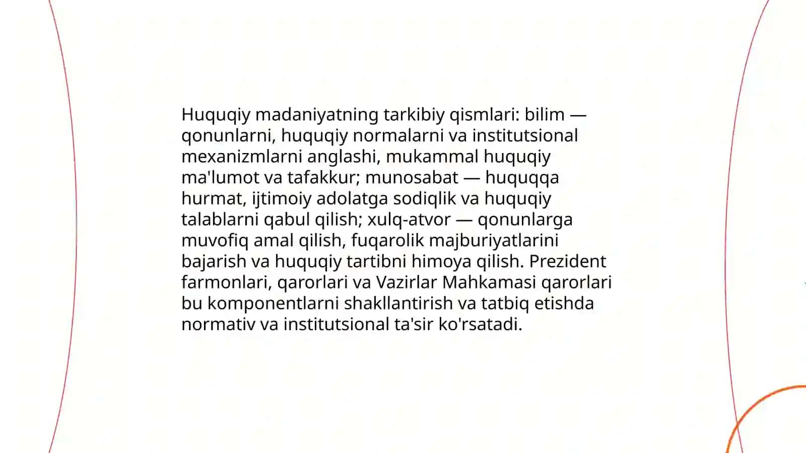 Huquqiy madaniyat – umumiy madaniyatning tarkibiy qismlari 4