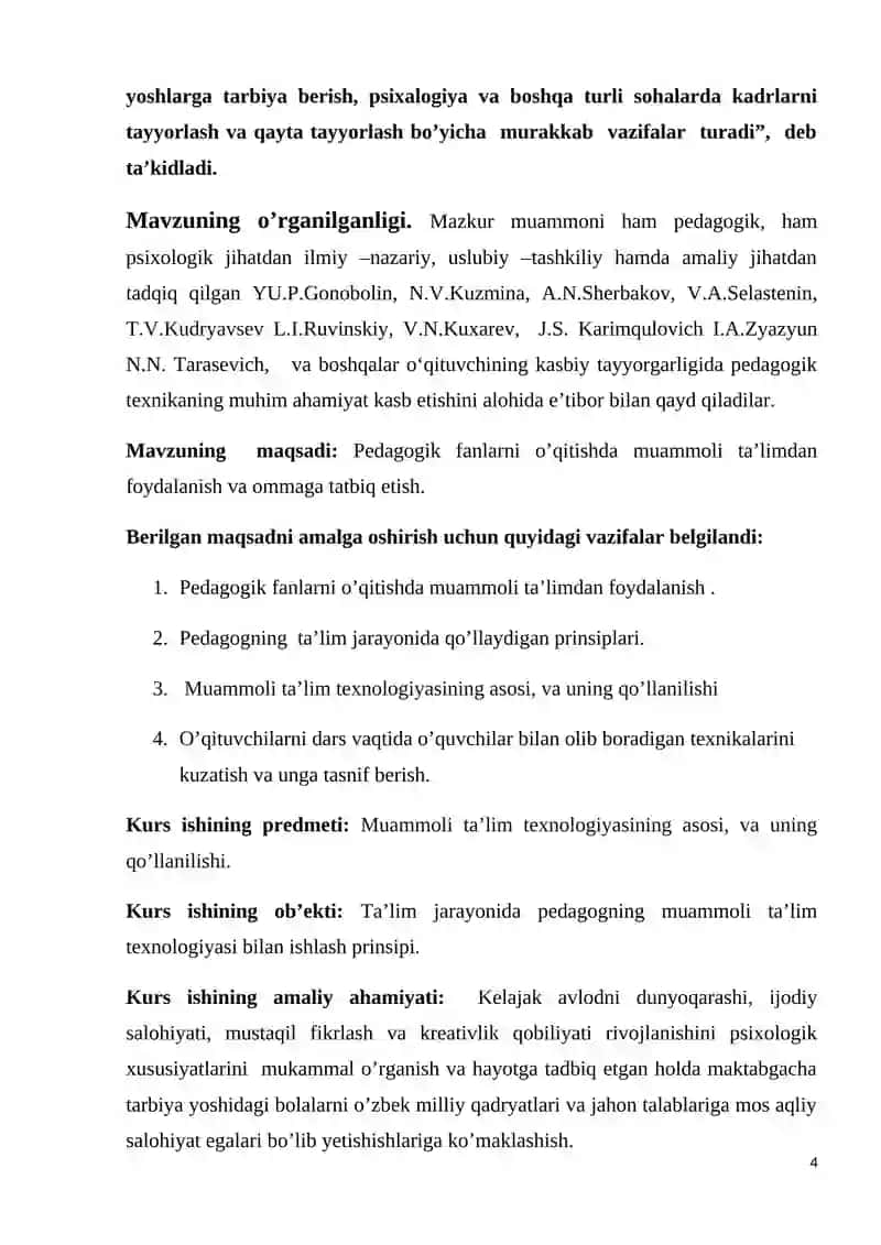 PEDOGOGIK FANLARNI O’QITISHDA MUAMMOLI TA’LIMDAN FOYDALANISH 4