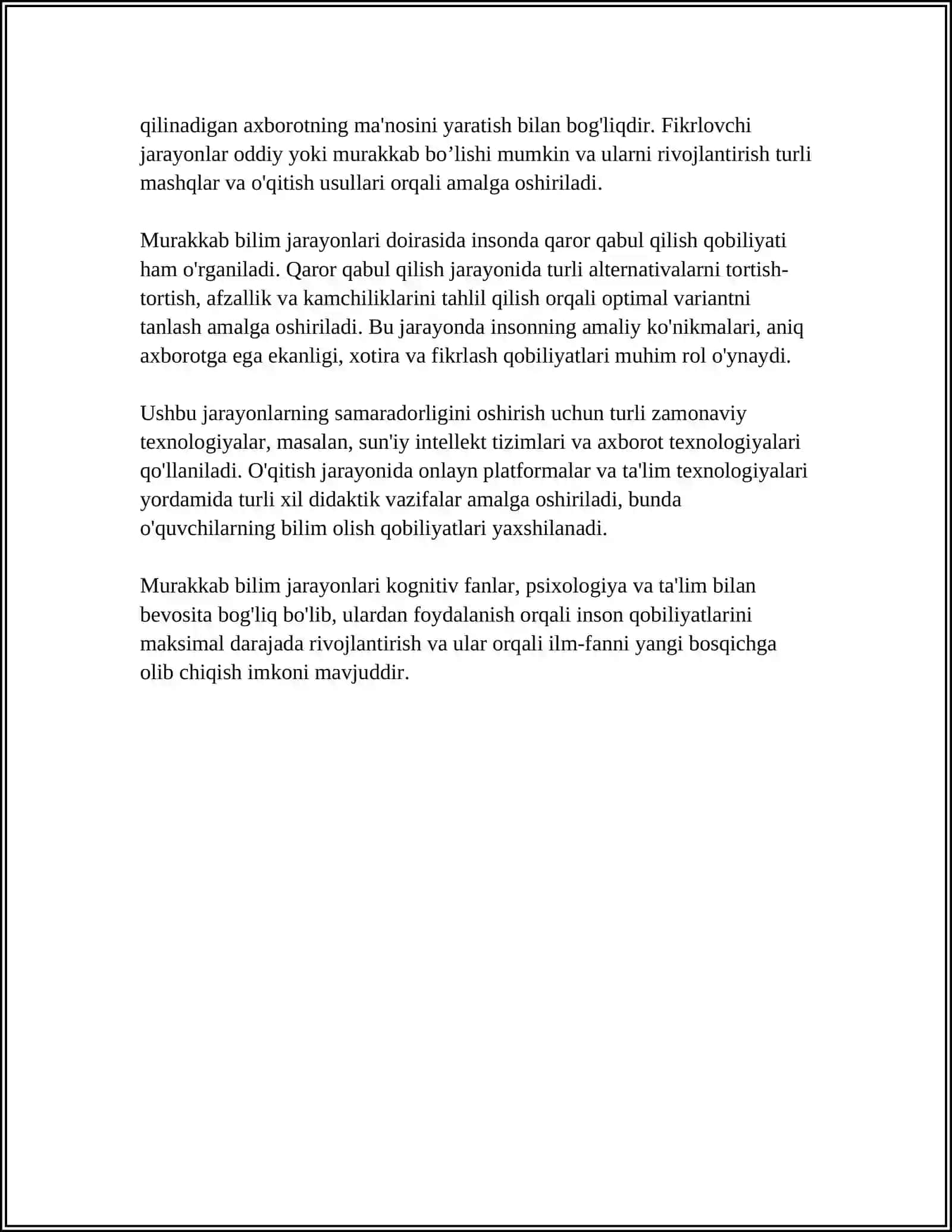 MURAKKAB BILISH JARAYONLARINI EKSPERIMENTAL OʻRGANISH 4
