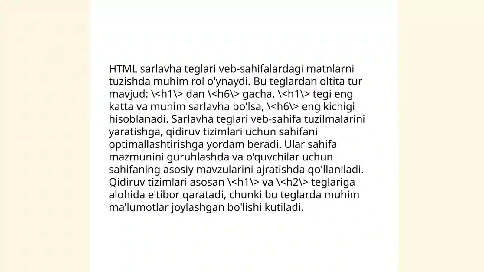 HTML teglari bilan ishlash va misollar 4