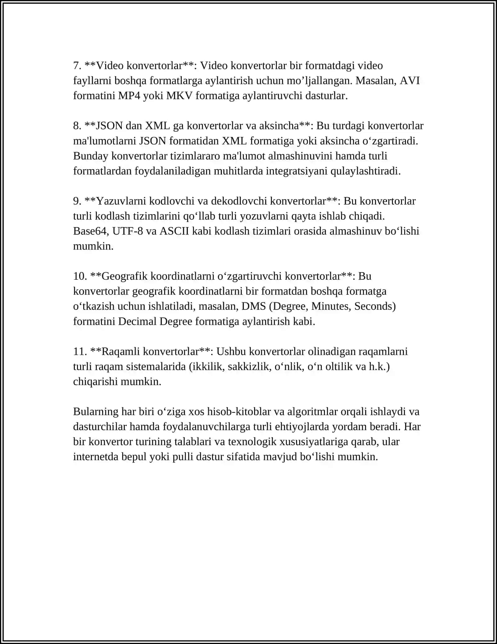 KONVERTOR TURLARI VA ULARDAN FOYDALANISH 4