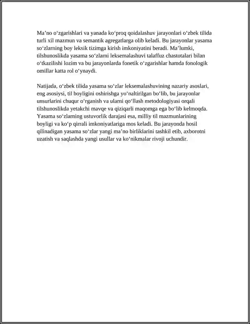 OʻZBEK TILIDA YASAMA SOʻZNING LEKSEMALASHUVI 4