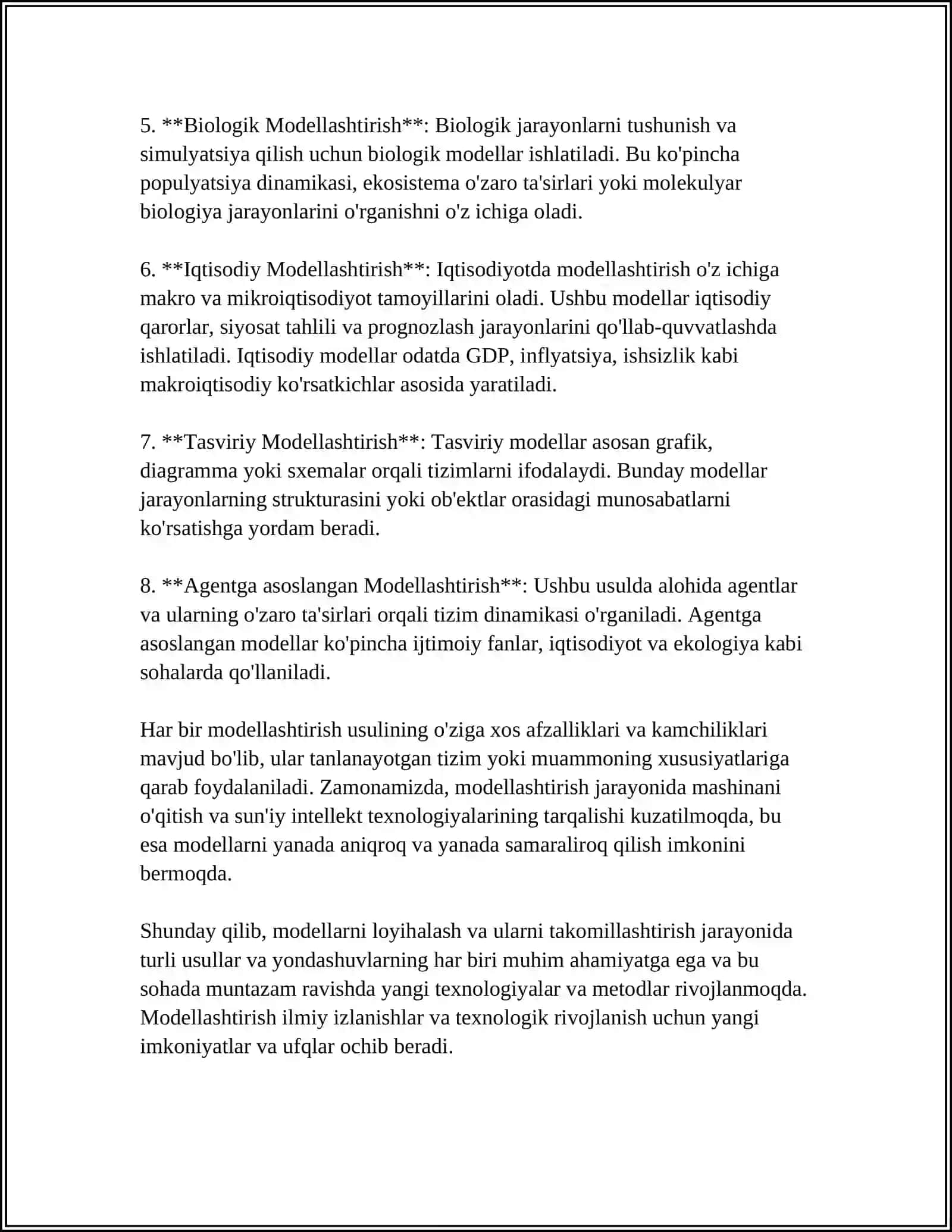 MODELLARNI TUZIW USULLARI 4