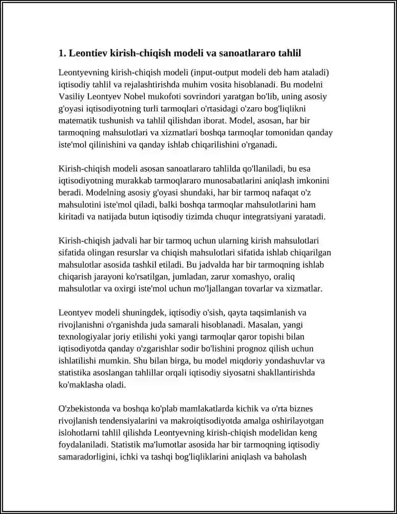 IQTISODIY MASALALARDA MATRITSALAR USULIDAN FOYDALANIB YECHISH 4