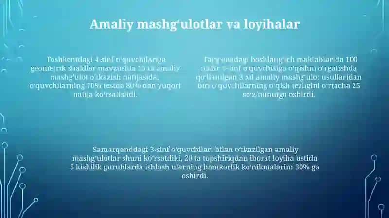 Boshlangʻich Sinflarda Fanlarni Òzlashtirishdagi Boʻshliqlarni Toʻldirish 4