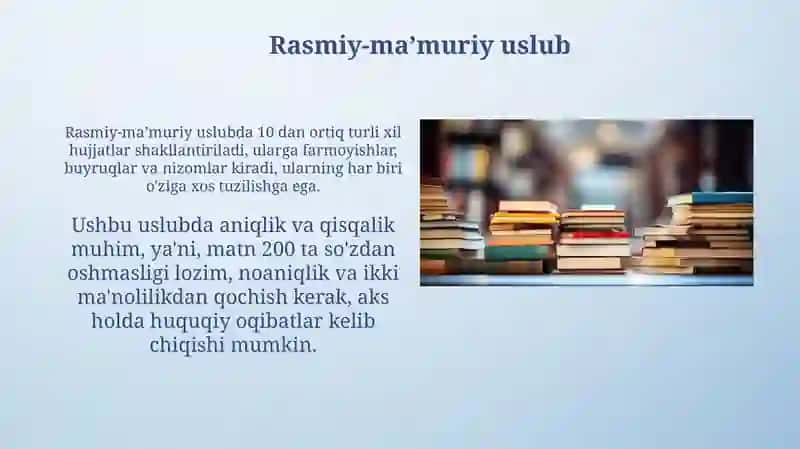 Rasmiy uslub va uning uslubiy xususiyatlari 4
