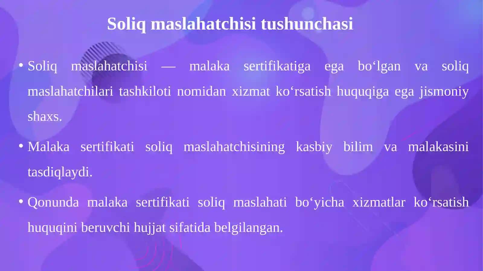 Soliq maslahatchisi, unga doir malaka talablari-Hamda malaka sertifikatini olish 4