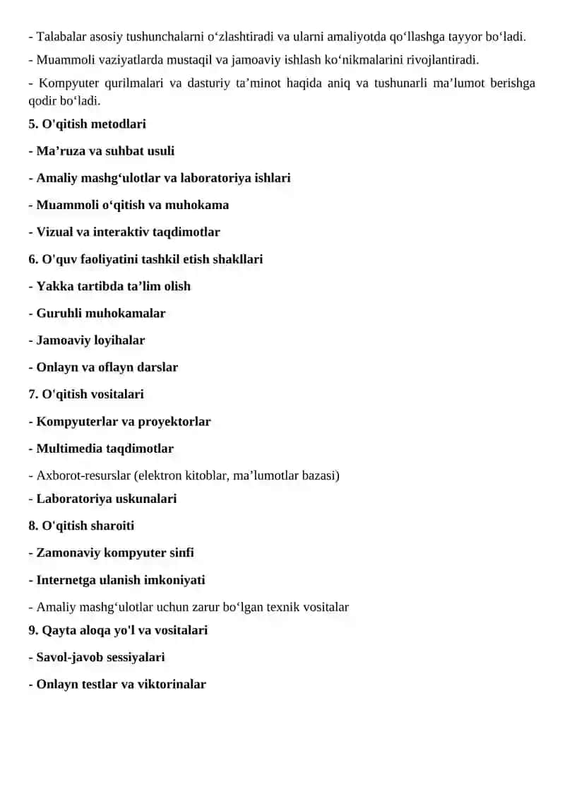 Ichki va tashqi qurilmalar hamda dasturiy taʼminot 4